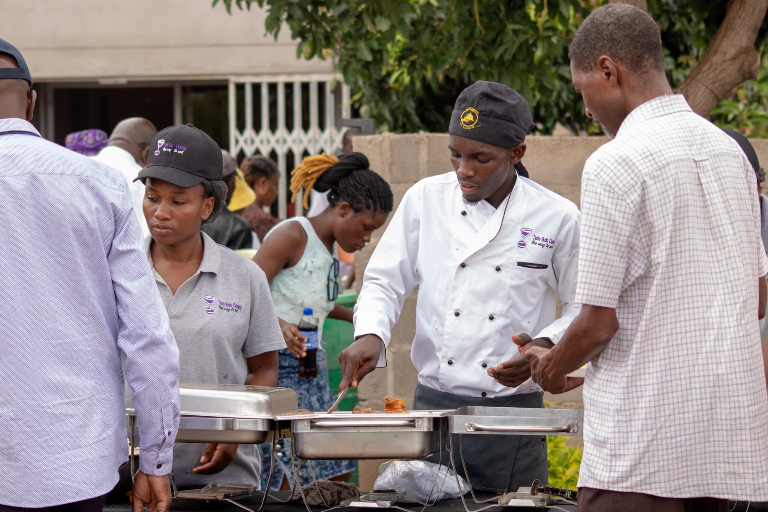 Catering chef working on prep